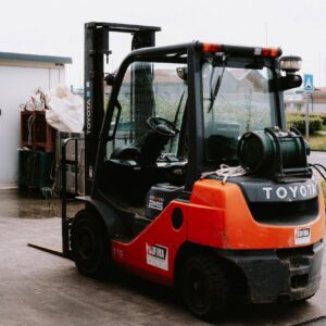 a parked forklift