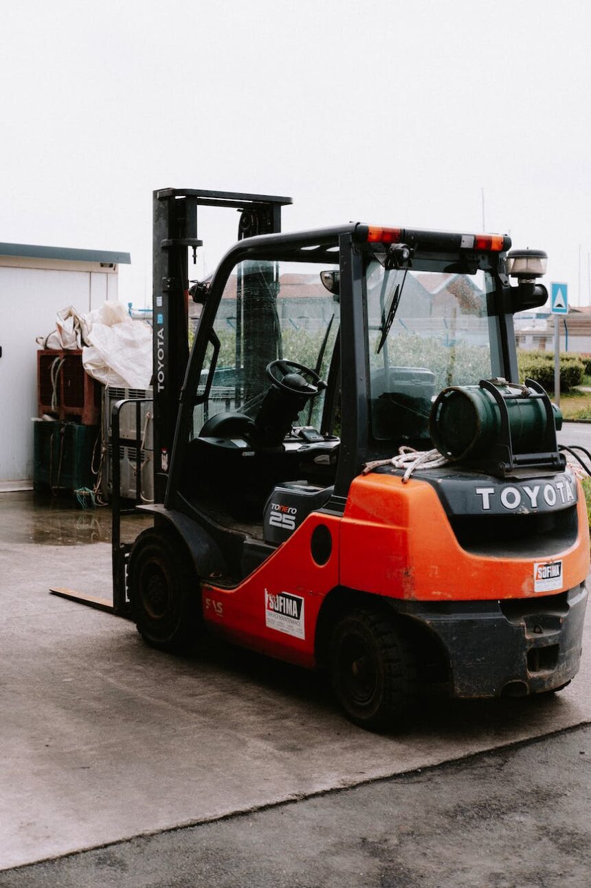 a parked forklift