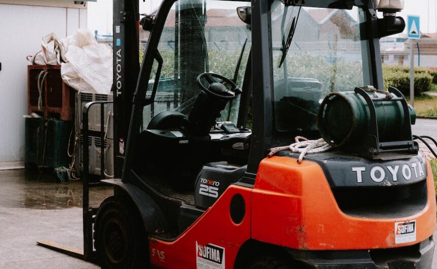 a parked forklift