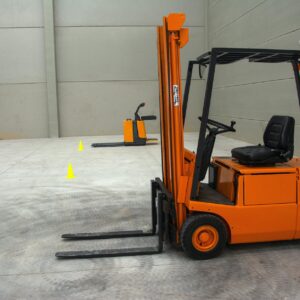 orange and black fork lift