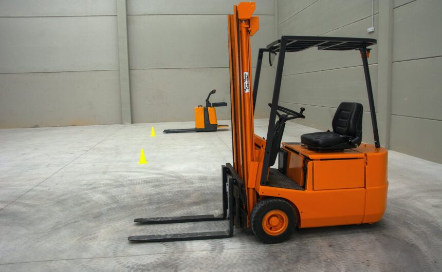 orange and black fork lift