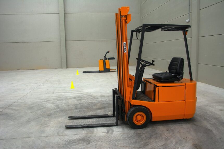 orange and black fork lift